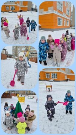 Первый снег на прогулке